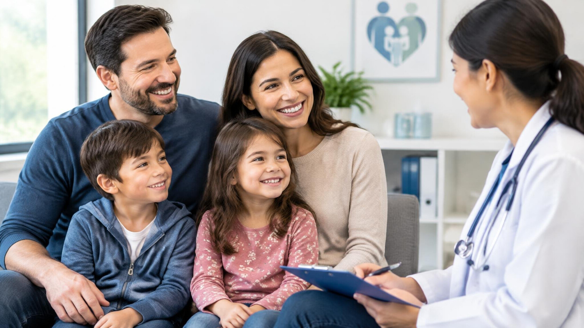 family with children smiling